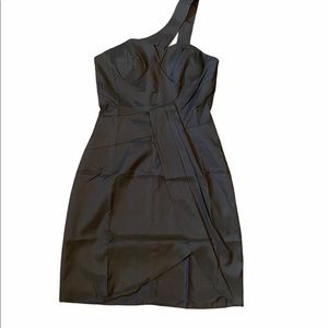 NWT black bodycon one shoulder bustier dress tulip